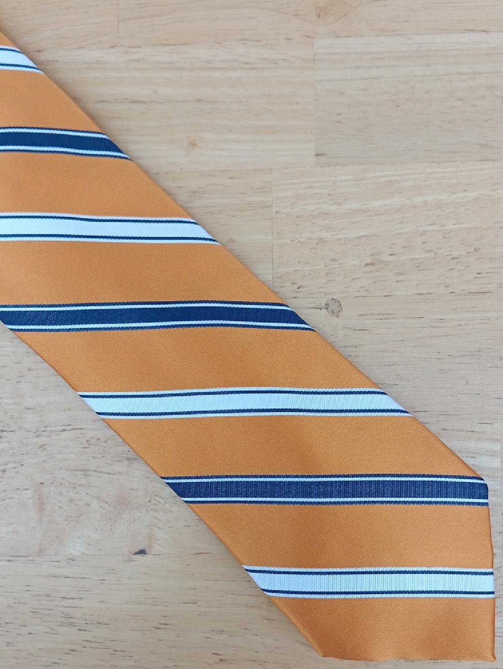 Jos. A. Bank Signature Collection Orange Tie with Navy and White Stripes